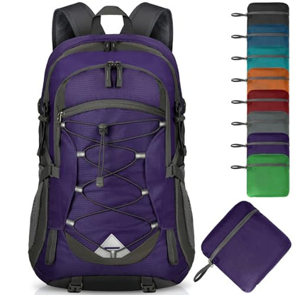 IGOLUMON Hiking Backpack 40L Packable Lightweight Camping Daypack Men Women - color: Purple