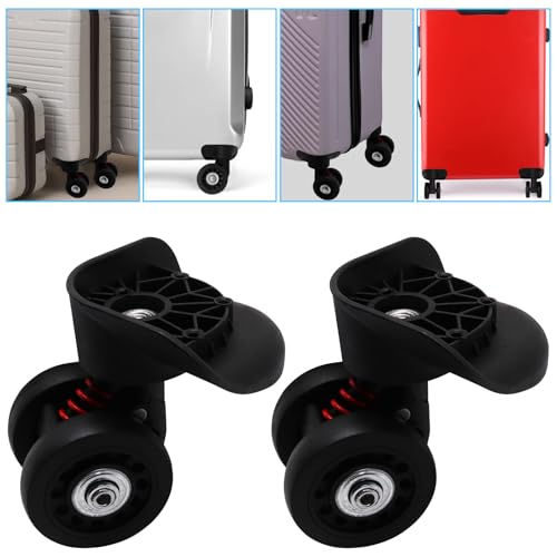 Luggage Wheels Replacement Kit, Suitcase Wheels Replacement with Screws, 360° Rotation Spinner Wheel, Mute Double Row Swivel Wheel for Luggage Suitcase Trolley (Black, 2PCS) - style: C-2pcs
