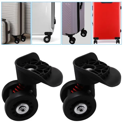 Luggage Wheels Replacement Kit, Suitcase Wheels Replacement with Screws, 360° Rotation Spinner Wheel, Mute Double Row Swivel Wheel for Luggage Suitcase Trolley (Black, 2PCS) - style: C-2pcs