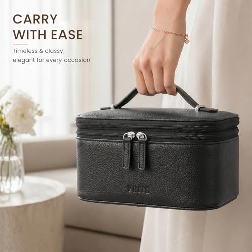 Prite 2 Pcs Makeup Bag Set Travel Cosmetic Case with Clear Toiletry Bag - color: Black