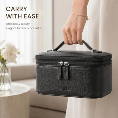 Prite 2 Pcs Makeup Bag Set Travel Cosmetic Case with Clear Toiletry Bag - color: Black