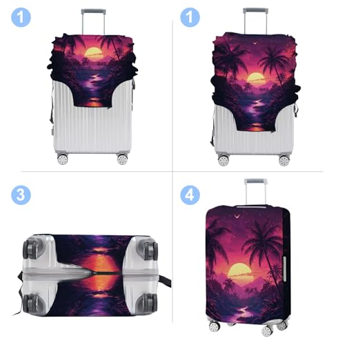 Coconut Trees Luggage Cover Washable Suitcase Protector Anti-scratch Suitcase cover Fits 32-34 Inch Luggage XL - color: Coconut trees, size: XL(32-34inch suitcase)