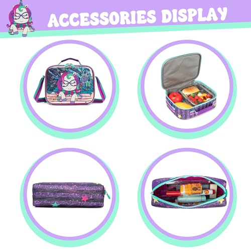 Unicorn Rolling Backpack for Girls, Wheels Backpacks for Elementary Student, Kids Wheeled Trolley Trip Luggage with Adjustable Handle