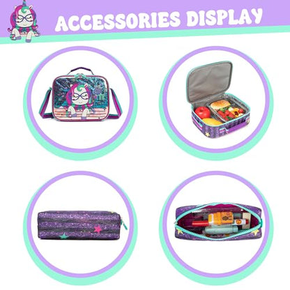 Unicorn Rolling Backpack for Girls, Wheels Backpacks for Elementary Student, Kids Wheeled Trolley Trip Luggage with Adjustable Handle