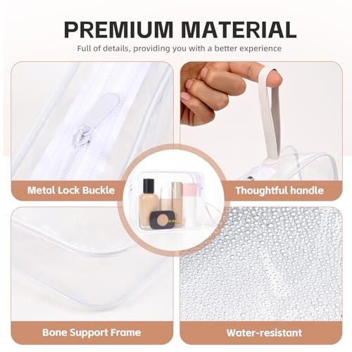 Icramsy Clear Makeup Bag,2 Pack TSA Approved Toiletry Bag for Women & Men - color: White
