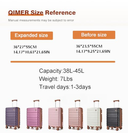 Carry on Luggage 20Inch Expandable Suitcase 22 * 14 * 9, Black - color: Black, size: 20" Expandable