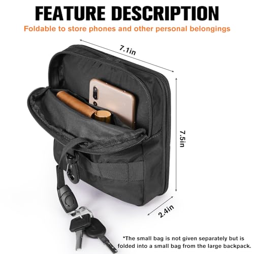 G4Free 30L Packable Lightweight Backpack for Hiking Travel, Foldable Daypack Water Resistant for Men Women(Black)