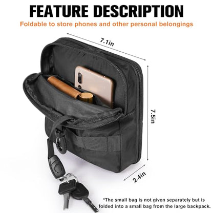 G4Free 30L Packable Lightweight Backpack for Hiking Travel, Foldable Daypack Water Resistant for Men Women(Black)