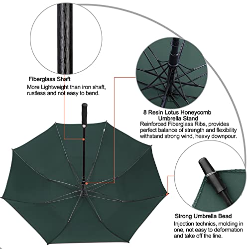 G4Free 47/54/62/68/72 Inch Golf Umbrella Windproof Auto Open Large Umbrella - color: Dark Green, size: 62 inch