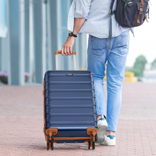 Carry on Luggage, Suitcase Set 3Piece with Backpack YKK zippers - color: Navy Blue