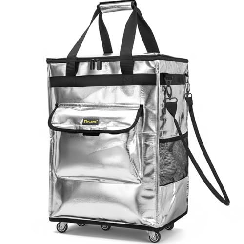 BALEINE Reusable Grocery Bag on Wheels, Foldable Rolling Tote Bag - color: Silver, size: Large
