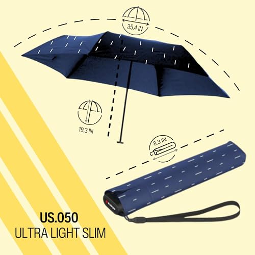 Knirps US.050 Ultra Light Pocket Size Manual Rain Umbrella with Carrying Case - color: Rain Blue