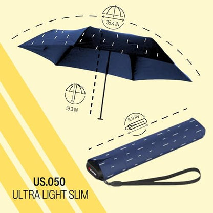 Knirps US.050 Ultra Light Pocket Size Manual Rain Umbrella with Carrying Case - color: Rain Blue