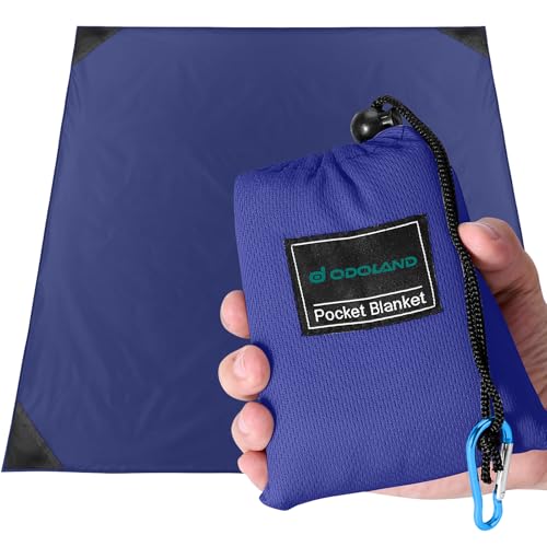 Odoland Sandproof Beach Blanket, Waterproof Portable Mat with Carry Pouch - color: Blue, size: 63" x 71"(2-4 People)