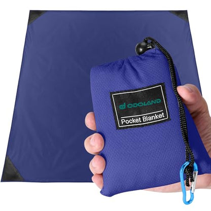 Odoland Sandproof Beach Blanket, Waterproof Portable Mat with Carry Pouch - color: Blue, size: 63" x 71"(2-4 People)
