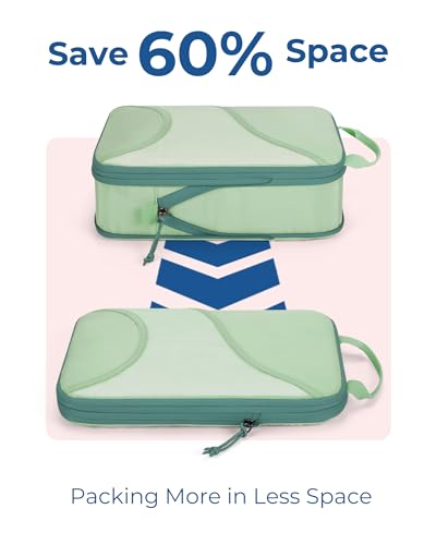 Bagsmart Compression Packing Cubes, Travel Bag Cruise Ship Essentials - color: Green