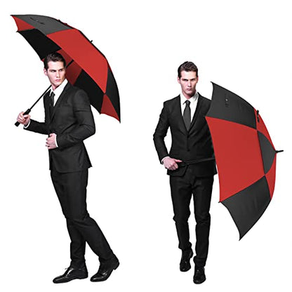 G4Free 47/54/62/68/72 Inch Golf Umbrella Windproof Auto Open Large Umbrella - color: Black/Red, size: 54 inch