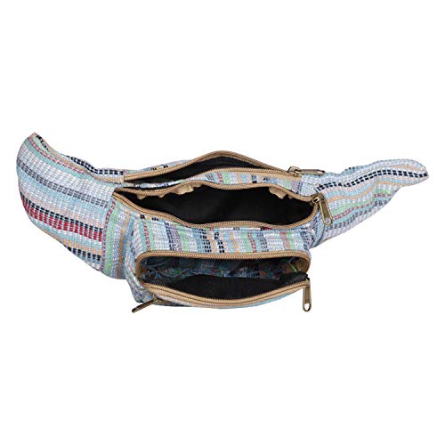 Su-Man Hemp Fanny Pack,Adjustable Waist and Multiple Pockets,Waist Bag & for all purpose - color: Sky Blue