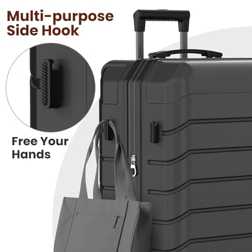 Luggage Sets 3 Piece, Hardside Carry On Suitcase with Spinner Wheels, Lightweight Durable Luggage for Travel | TSA Lock, Expandable Suitcase Set for Men and Women（20/26in） (Black) - color: Black