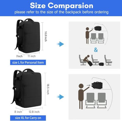 Taygeer Travel Laptop Backpack for Men, Airplane Approved Travel Backpack - color: Black, size: Large