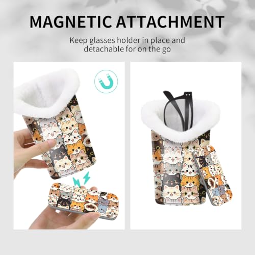 Plush Lined Eyeglasses Holder, Cute Glasses Stand for Women Kids - color: Multicolor Cats
