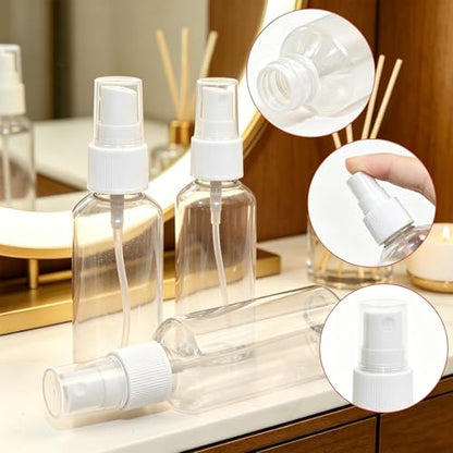 4 Pack 2 oz Small Spray Bottles with Funnels (clear) | Empty Spray Bottle for Hair, Plants, Perfume - Fine Mist，Refillable Liquid Bottles,PP material, not easy to break - color: clear