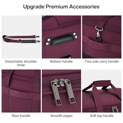 MILADA Expandable Luggage Bags for Travel Collapsible Suitcase with Wheels - color: Purple