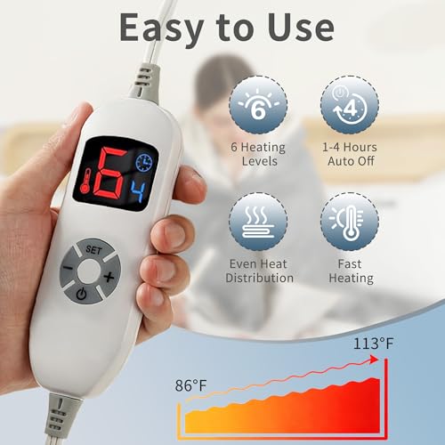 ESTINGO Wearable Heated Blanket with Foot Pocket, Heated Electric Blanket - color: Grey, size: 50"x70"