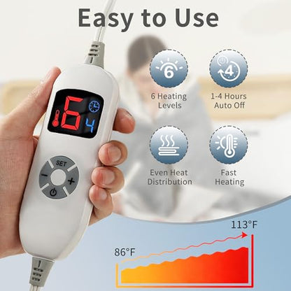 ESTINGO Wearable Heated Blanket with Foot Pocket, Heated Electric Blanket - color: Grey, size: 50"x70"