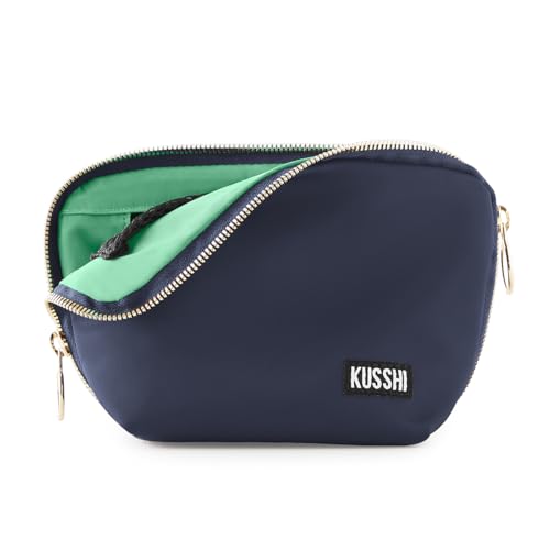 KUSSHI Washable Travel Makeup & Cosmetic Bag - Brush Organizer Sold Separately (Everyday, Navy/Mint) - color: Navy/Mint, size: Everyday (Purse) Bag
