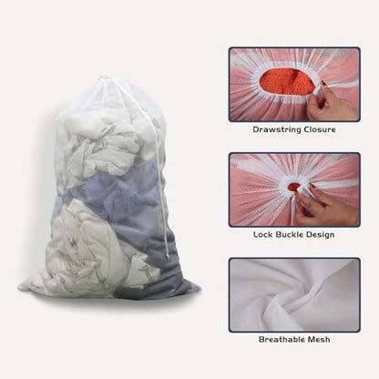 2-Pack Large Mesh Laundry Bag, 27x36 Inch White - color: White, size: 27*36inch