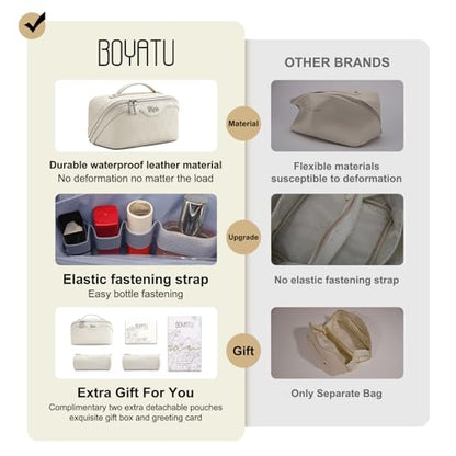 BOYATU Travel Makeup Bag Cosmetic Bags for Women: 3-Piece Makeup Bag Set - color: G-2-White