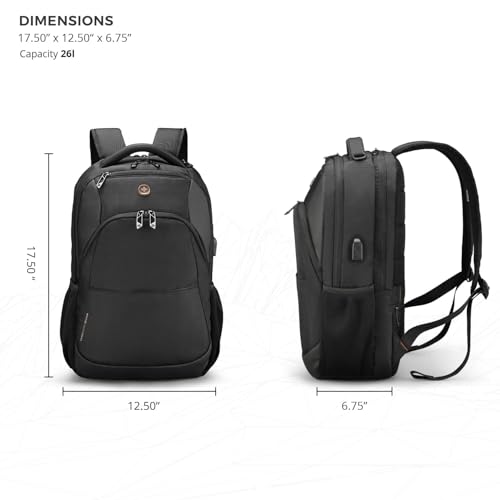 Swissdigital Design Large Business Laptop Backpack with Smart USB Charging Port Travel Backpack Fits 15.6 inches laptops - color: Grey