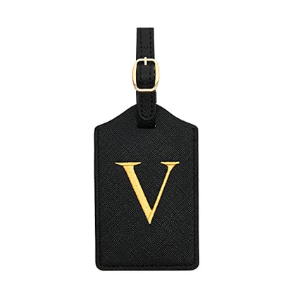 Luggage Tag PU Leather for Suitcase Baggage Handbag Travel Bag Label Suitcase Tag Label Tag w. Name Card & Privacy Cover (V) - style: V