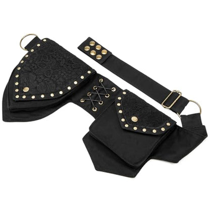 Larswon Renaissance Bag Leg Pouch for Women - color: Style3- Black