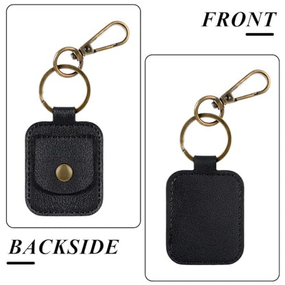 InnoHHustle Leather Ring Holder Keychain, Portable Gym Ring Holder Jewelry Holder Keychain Travel Pouch for Wedding Necklace - color: Black
