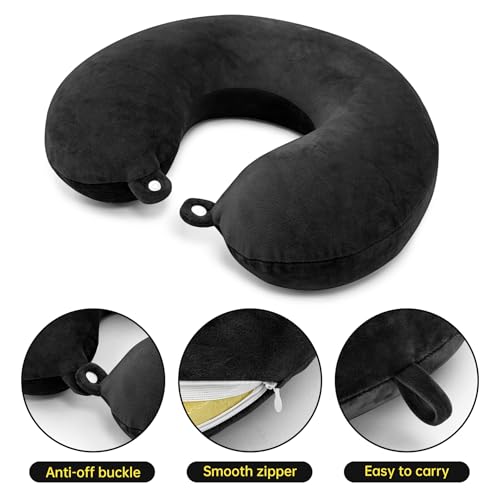 2 Packs Travel Neck Pillow Cover, Reusable U Shaped Washable Cover (black) - color: Black