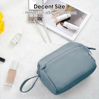 Narwey Travel Makeup Bag Toiletry Bag, Wide Open Cosmetic Bag for Women - color: A-Greyish Blue, size: Small