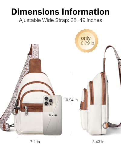 FADEON Sling Bag for Women, Designer Small Crossbody Bags, Adjustable Strap - color: Beige Brown