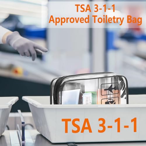 Clear Makeup Bags TSA Approved Toiletry Bag-6Pack - color: Black-6pcs