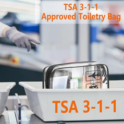 Clear Makeup Bags TSA Approved Toiletry Bag-6Pack - color: Black-6pcs