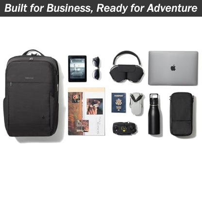 PUREVAVE Laptop Backpack 27L Water Resistant USB Port Travel Work Black - color: Sable Black
