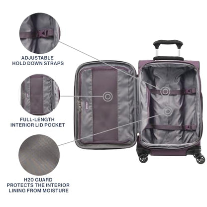 Travelpro Tourlite Softside 21" Expandable Luggage with 4 Spinner Wheels, Lightweight Suitcase, Carry-On, Deep Purple - color: Deep Purple, size: Carry-On 21-Inch