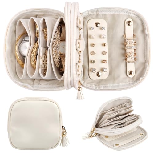 2-Layer Travel Jewelry Case,Portable Organizer for Necklaces,Rings,Earrings