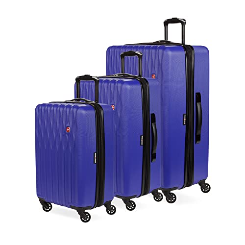 SwissGear 8018 Expandable Luggage Set, 3-Piece Hardside Luggage Set with Spinner Wheels - color: Blue Violet, size: 3-Piece Set (20/24/27)