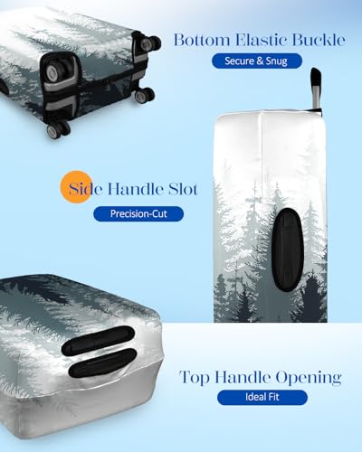 Slohif Luggage Cover for Suitcase Tsa Approved Protector - Luggage Sleeve Large Suit Case Cover Travel Stretch Baggage Case Protective Washable Fit 21-23 Inch Winter Forest - size: S-(21-23) Inch, style: Winter Forest