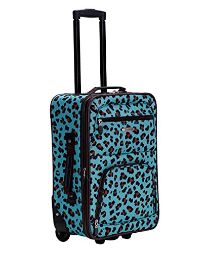 Rockland Fashion Softside 4 Piece Luggage Set, Expandable, (14" Tote/19"/24"/28"), Blue Leopard - color: Blue Leopard, size: 4 Piece (28"/24"/19"/14" Tote)