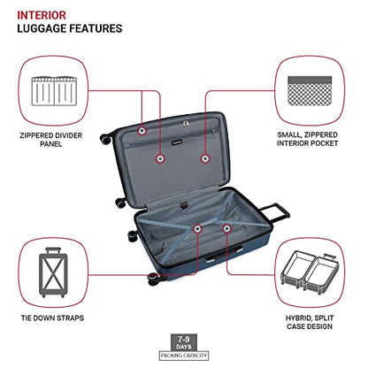 SwissGear Duet Expandable Luggage, Hard Shell Large Luggage with Spinner Wheels - color: Light Blue/Navy, size: Checked-Large 28-Inch