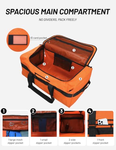 MIER 40L/60L/90L Water Resistant Backpack Duffel, Heavy Duty Duffle Bags - color: Orange, size: 40l