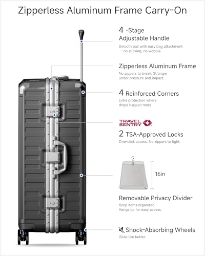 LUGGEX 2-Piece Zipperless Luggage Set, 20/28 Inch, Charcoal Metallic - color: Charcoal Metallic, size: 2 Piece Set（20/28）